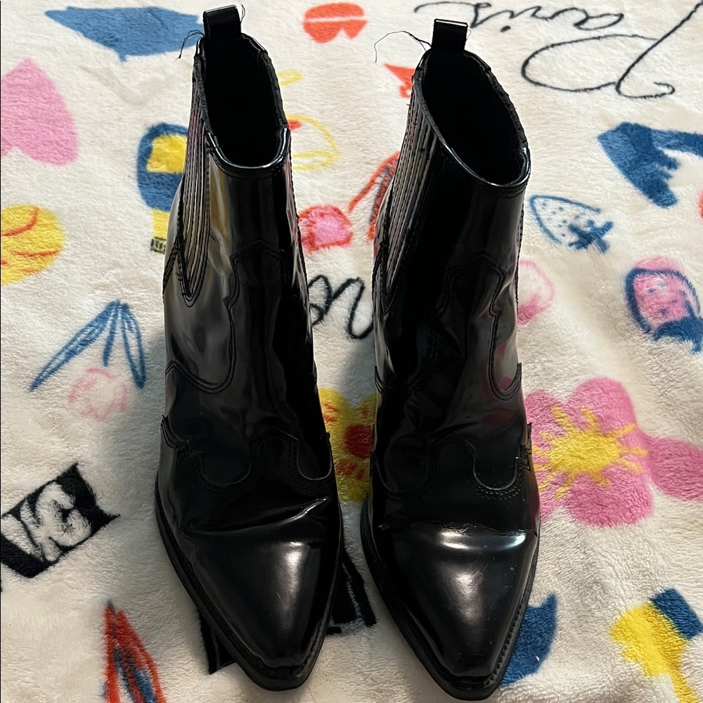 Sam Edelman Glossy Black Ankle Booties